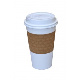 뜨거운 커피를위한 갈색 슬리브가있는 맞춤형 최고 품질의 흰색 종이컵