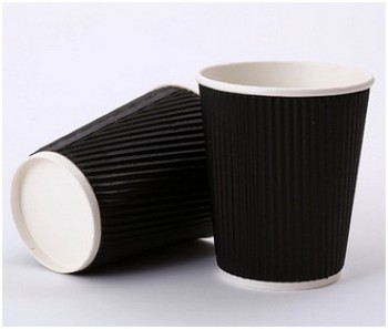 卸売カスタマイズされた最高品質のダブルコーヒー紙コルゲートカップ、カスタム卸売黒のカップ