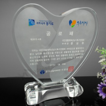 2017 Wholesale customized high-end Selling Crystal Heart Award and Crystal Trophy