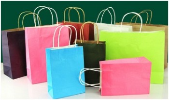 卸売カスタマイズされた最高品質の白カードバルブ紙袋、ネオンカラーペーパーショッピングバッグ