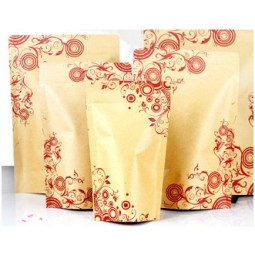 Wholesale customized top quality Printed Flower Kraft Paper Valve Bag, Compound Aluminum Self-Reliance Bag