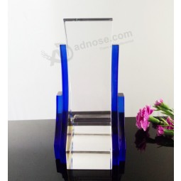 2017 Wholesale customized high-end K9 Blue Crystal Trophies with Moon Shape for Gifts (KS04041)