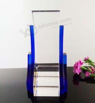 2017 Wholesale customized high-end K9 Blue Crystal Trophies with Moon Shape for Gifts (KS04041)