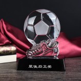 Wholesale customized high-end Clear Glass Newest Crystal Shoe Shape Football Trophies with cheap price