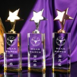 Wholesale customized high-end Yellow Glass Star Trophy Metal Star Award for Souvenir