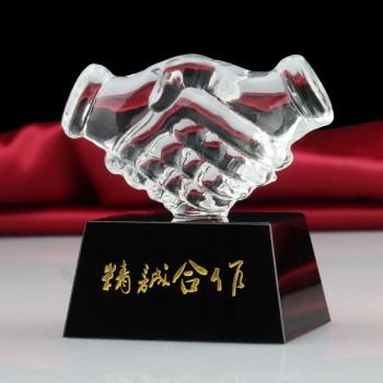 Wholesale customized high-end Hand Made Customized Crystal Thumb Shaking Trophy for Business Gift