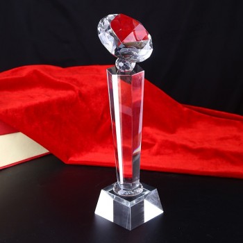 Wholesale customized high-end 22cm Height Blank Clear Diamond Crystal Trophy for Business Gift with cheap price