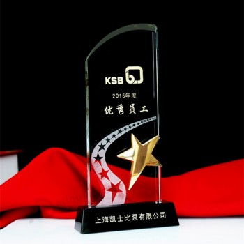 Wholesale customized high-end Crystal Glass Trophy Craft with Fashion Star and cheap price