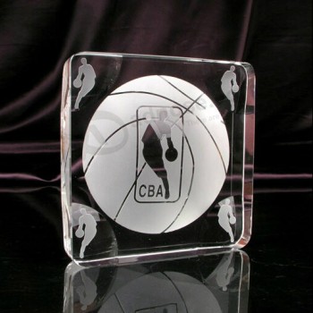 Wholesale customized high-end Crystal Glass Cube Trophy for Basketball with cheap price