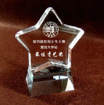 Wholesale customized high-end Five-Pointed Star Crystal Trophy for Rewarding Students Talent (KS04176)