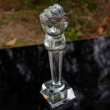 批发定制高-结束水晶手奖杯最佳水晶奖杯