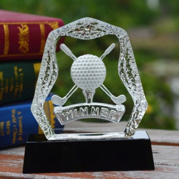Wholesale customized high-end Crystal Golf Iceberg Trophy with Black Base