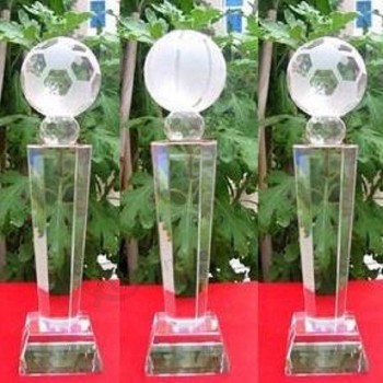 Al por mAyor personAlizAdo Alto-FinAl nuevo trofeo de cristAl de diseño, fútbol trofeo de cristAl KAnsAs040425