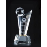 2017 Al por mAyor personAlizAdo Alto-FinAl k9 trofeo de cristAl de modA con bAse negrA