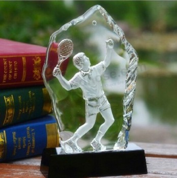 2017 Wholesale customized high-end 3D Laser Engraving Crystal Iceberg Tennis Trophy