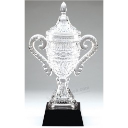 2017 Wholesale customized high-end Genuine Glass Engraving Faceted Crystal Cup Award Trophy