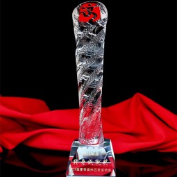2017 Wholesale customized high-end Cylinder K9 Glass Crystal Trophy for Souvenir