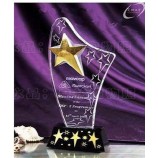 2017 Al por mAyor personAlizAdo Alto-FinAl grAbAdo trofeo de cristAl de estrellA con bAse negrA