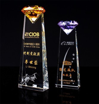 2017 Wholesale customized high-end Crystal Trophy with Diamond