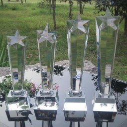 2017 Wholesale customized high-end K9 Material Crystal Five Column Trophy Awards for Celebration