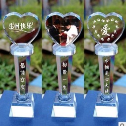 2017 Wholesale customized high-end Crystal Glass Trophy -Free Engraving