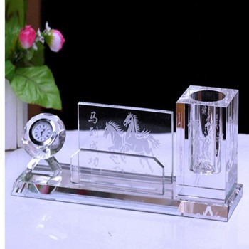 2017 Wholesale customized high-end Popular Glass Crystal Pen Holder for Office Decoration