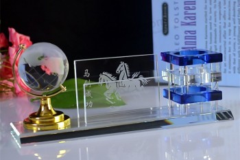 2017 批发定制高-办公室礼品水晶笔架与水晶地球仪