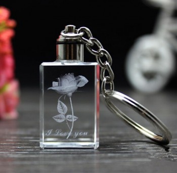Wholesale customized high-end 3D Crystal Glass Key Chain for Christmas Gifts with cheap price