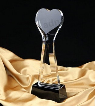 Venda quente de cristal coração troféu prêmio projetar fábrica