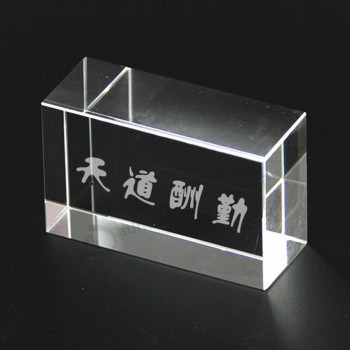 Cubos de cristal en blanco del bloque cristalino modificado para requisitos particulares de la fábrica barata para el grabado