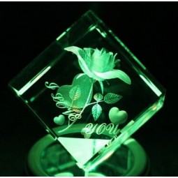 Custom Logo 3D Laser Engraving Crystal Cube Block