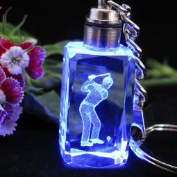 Keychain de cristal barato personalizado atacado com luz LED