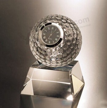 Relógio de cristal de golfe personalizado barato para decoração de mesa