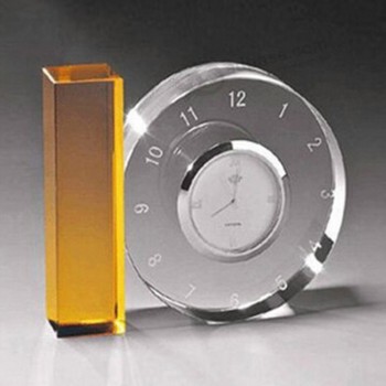 Reloj de cristal de cristal único personalizado barato para la decoración