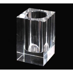 Billig Großhandel Kristall Glas klar Stifthalter für Büro Dekoration