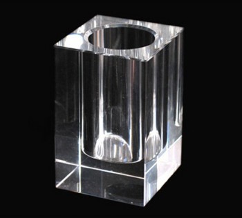 Cheap Wholesale Crystal Glass Clear Pen Holder for Office Decoration