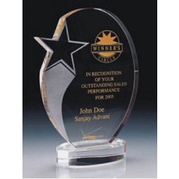 Kristalglas trofee award schild met kleur print logo goedkope groothandel