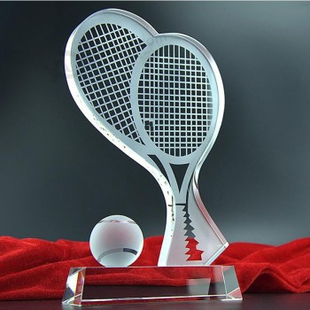 Badminton/Récompenses de verre de boule de tennis prix en cristal bon marché en gros