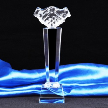 Prêmio de troféu de cristal claro vencedor personalizado barato para cooperação