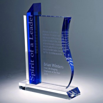 Trophée de prix en forme de livre de verre en cristal de haute qualité en gros pour des souvenirs