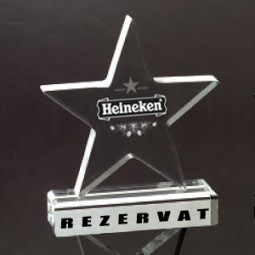 Groothandel op maat gemaakt hoog-Einde ad-190 clear champion trofee laser gegraveerde stervorm acryl sport award