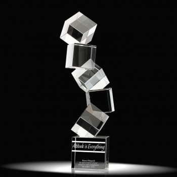 Clair cube forme de haute qualité cristal trophée prix pas cher en gros