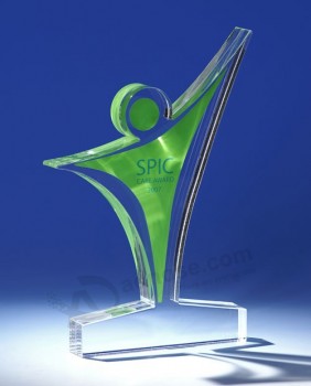 En gros personnalisé de haute qualité Pasuveau clair acrylique prix trophée cadeau de reconnaissance des employés