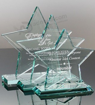 Trophée de trophée en verre en forme d'étoile personnalisé vente chaude avec des prix bon marché
