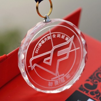 Goedkope custom ronde mini crystal award aangepaste medaille glas & medaillon groothandel