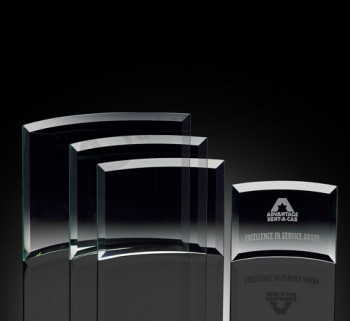 Placa de vidro de cristal personalizado claro troféu troféu atacado