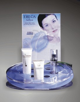 Soporte de exhibición cosmético de acrílico redondo claro de alta calidad modificado para requisitos particulares al por mayor