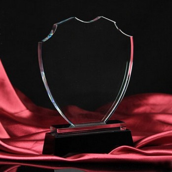 Belo cristal escudo de vidro troféu prêmio barato por atacado