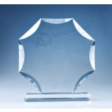 Troféu de cristal de vidro octogonal prêmio escudo barato por atacado