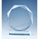 Prêmio de troféu de cristal de vidro octagon em branco barato por atacado